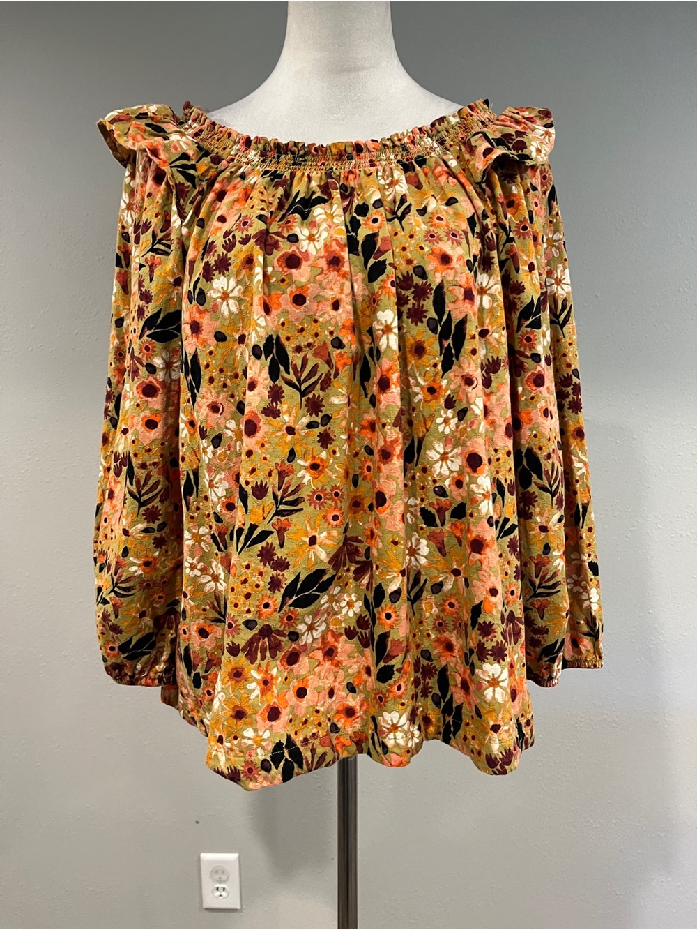 Sonoma Floral Off-Shoulder Blouse size XL fall colors style